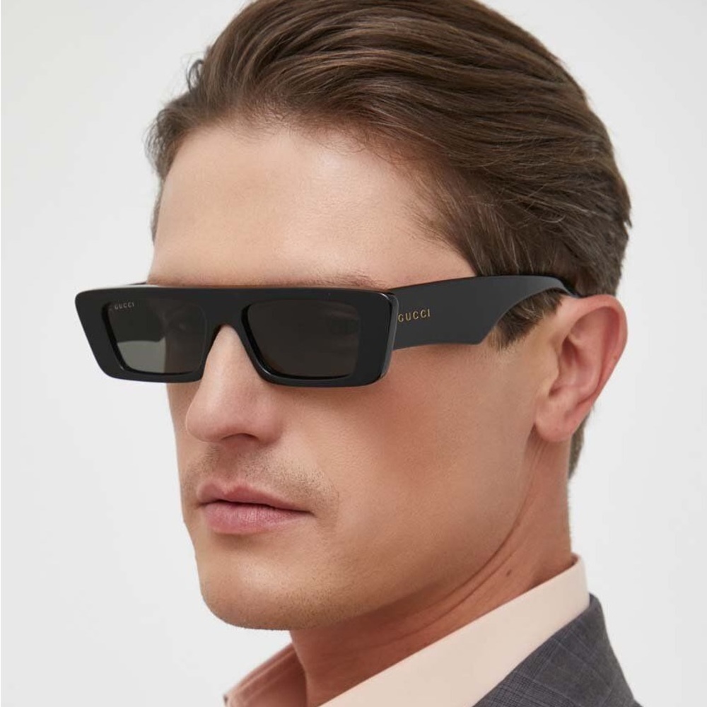 NEW GUCCI GG1331S 002 BLACK UNISEX RECTANGULAR SUNGLASSES GUCCI - Picture 4 of 14